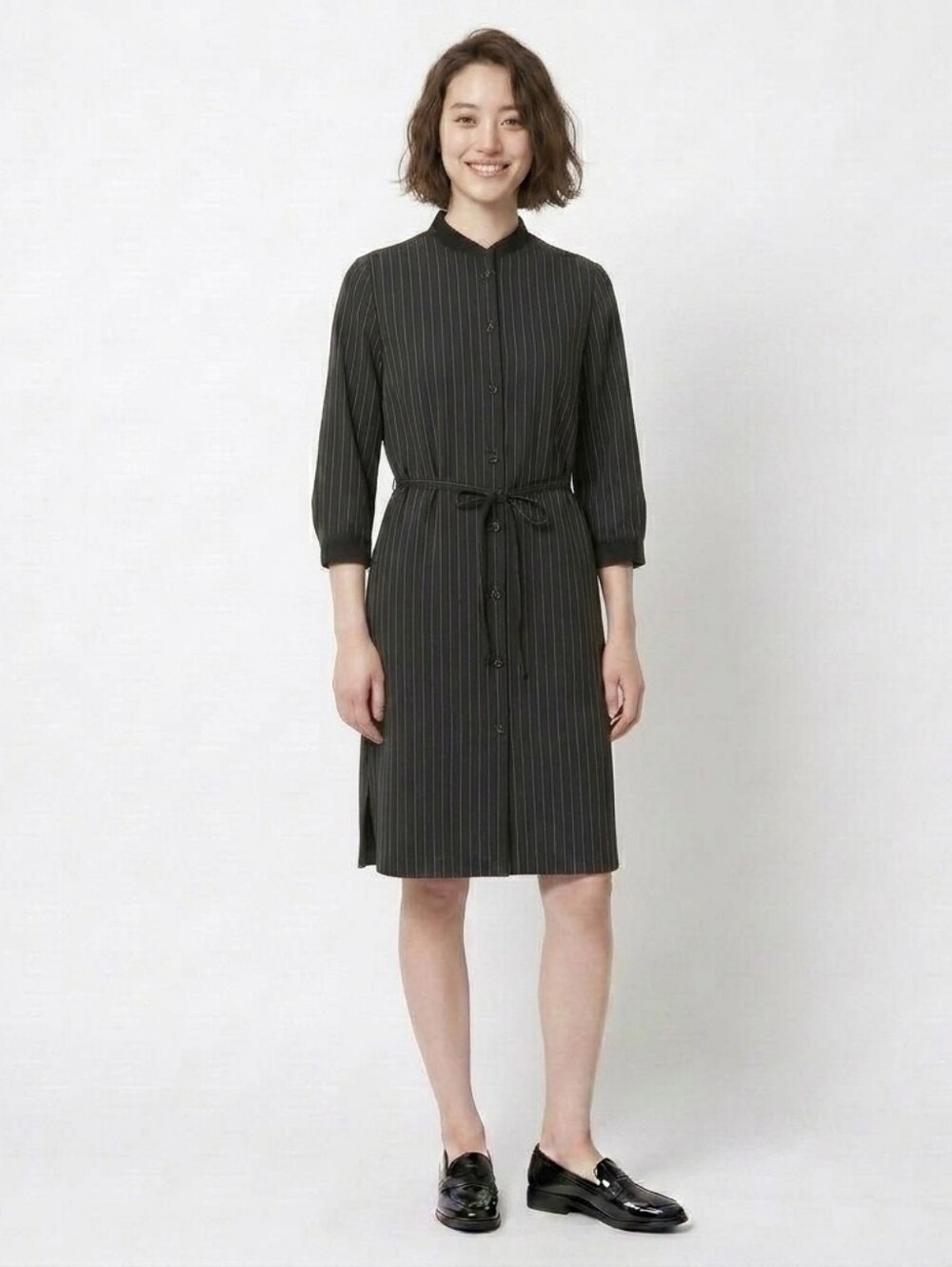 Vintage Navy Pinstripe Button-Front Dress (B2G1 Free)